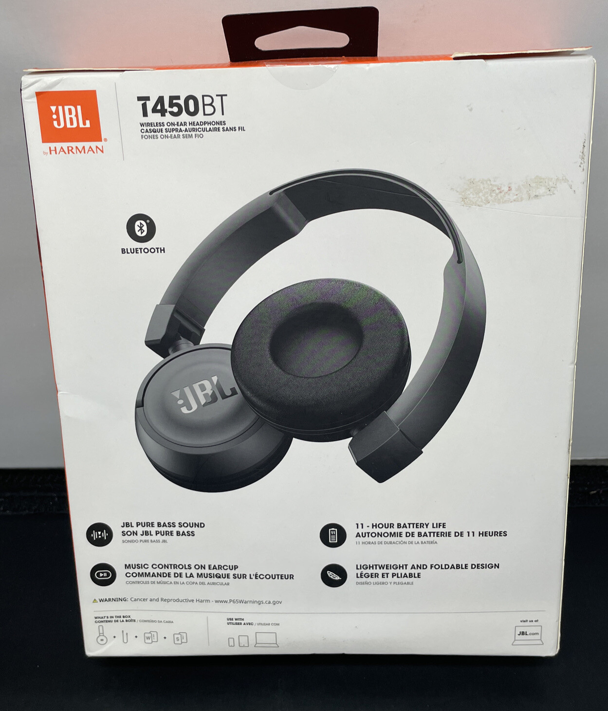 JBL HARMAN T450BT Wireless Bluetooth Flat Fold Audiophile Headphones New Sealed