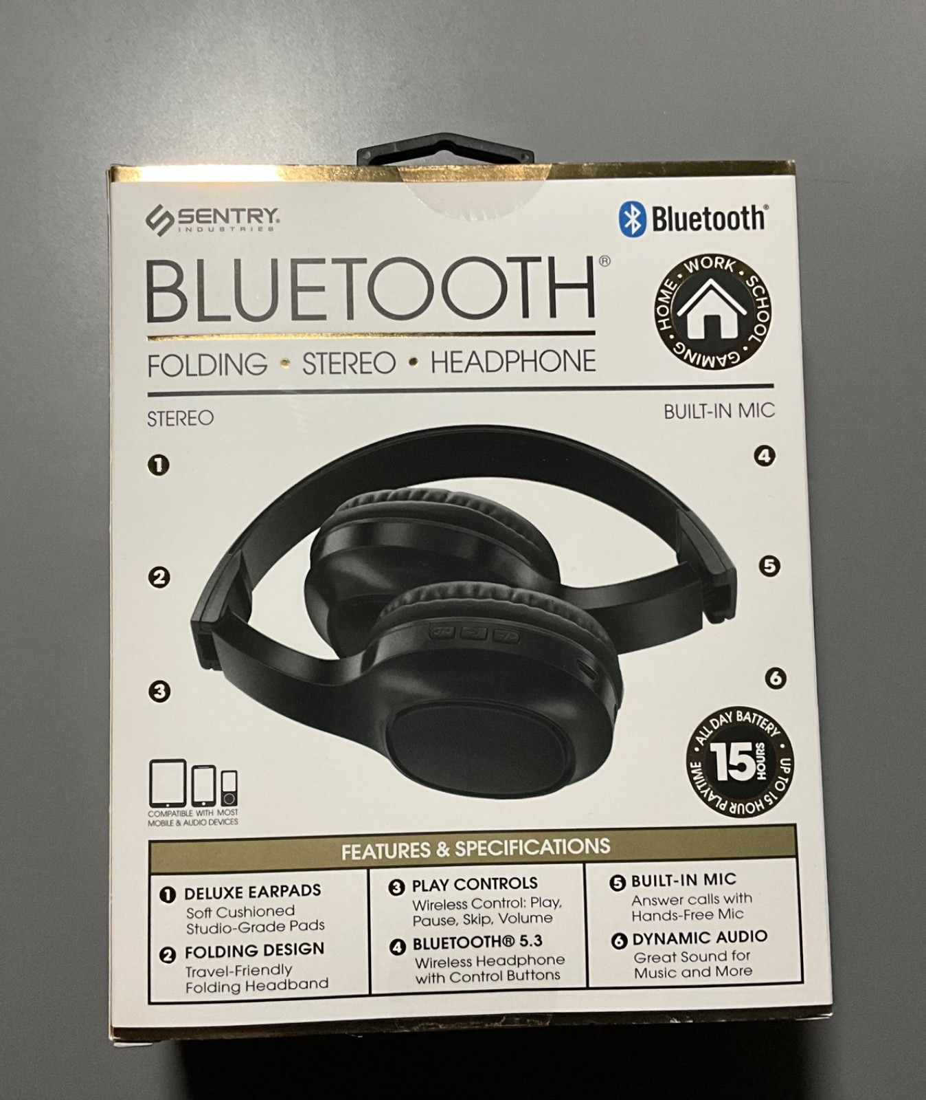 Sentry Bluetooth Wireless Headphone BT100 Black New Sealed. Untested. 8 Hours