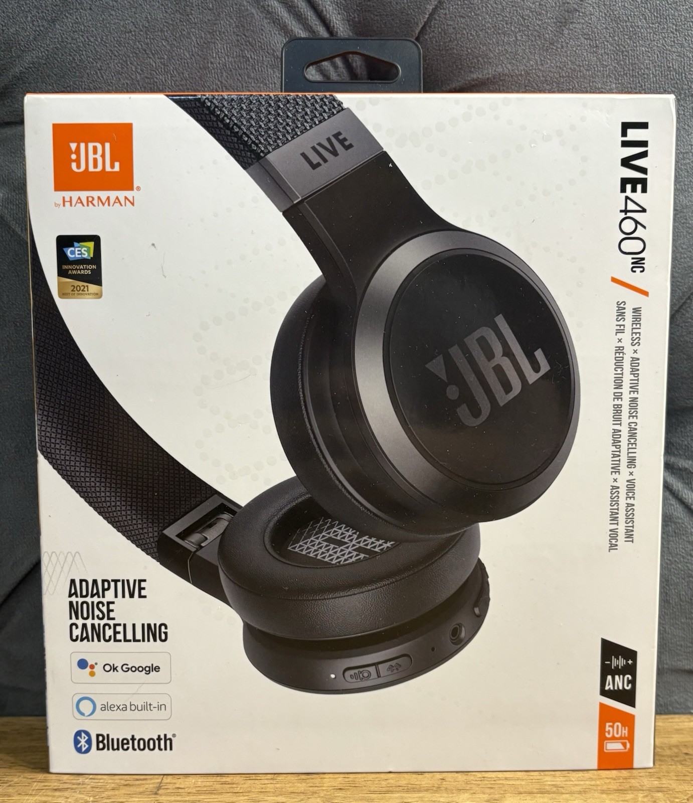 JBL Live 460NC Wireless On-Ear Noise-Cancelling Headphones – Black Open Box