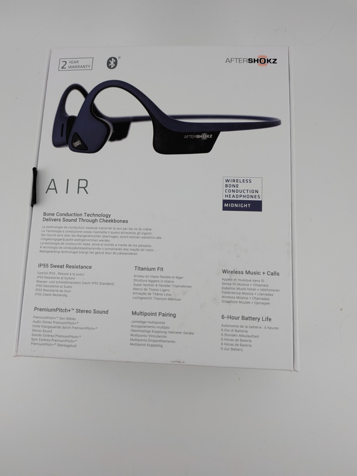 SHOKZ AfterShokz Bone Conduction Open-Ear Headphones Midnight Blue -working