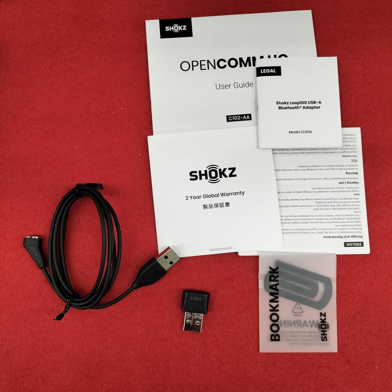 Shokz OPENCOMM UC Bone Conduction Headset Black C102 with Charging Cable