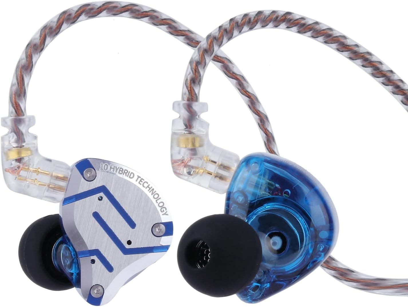 4BA+1DD Hybrid IEM Earphones, Detachable Cable – Glare Blue