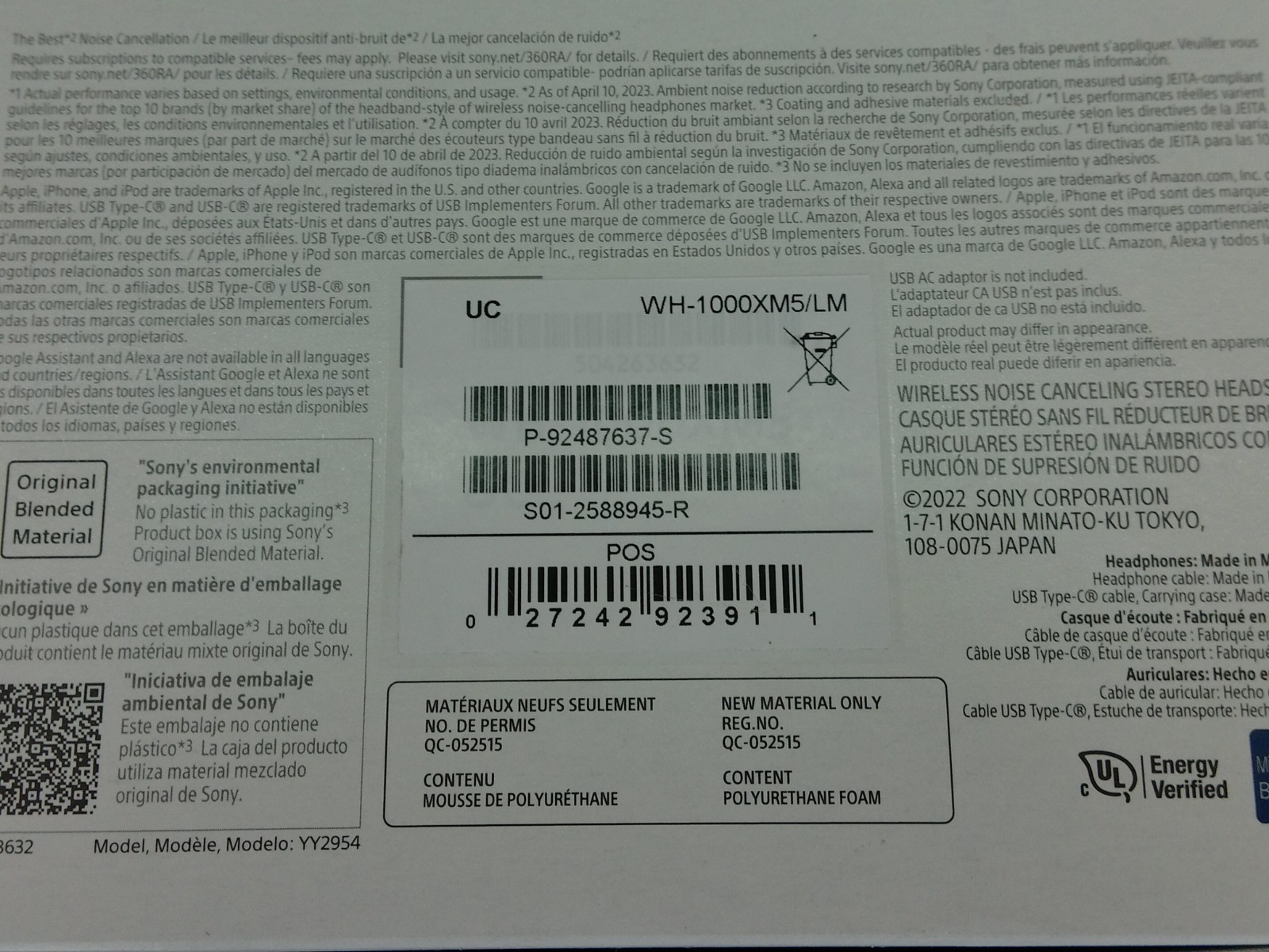 NEW IN BOX SONY WH-1000XM5 MIDNIGHT BLUE NOISE CANCELLING HEADPHONES