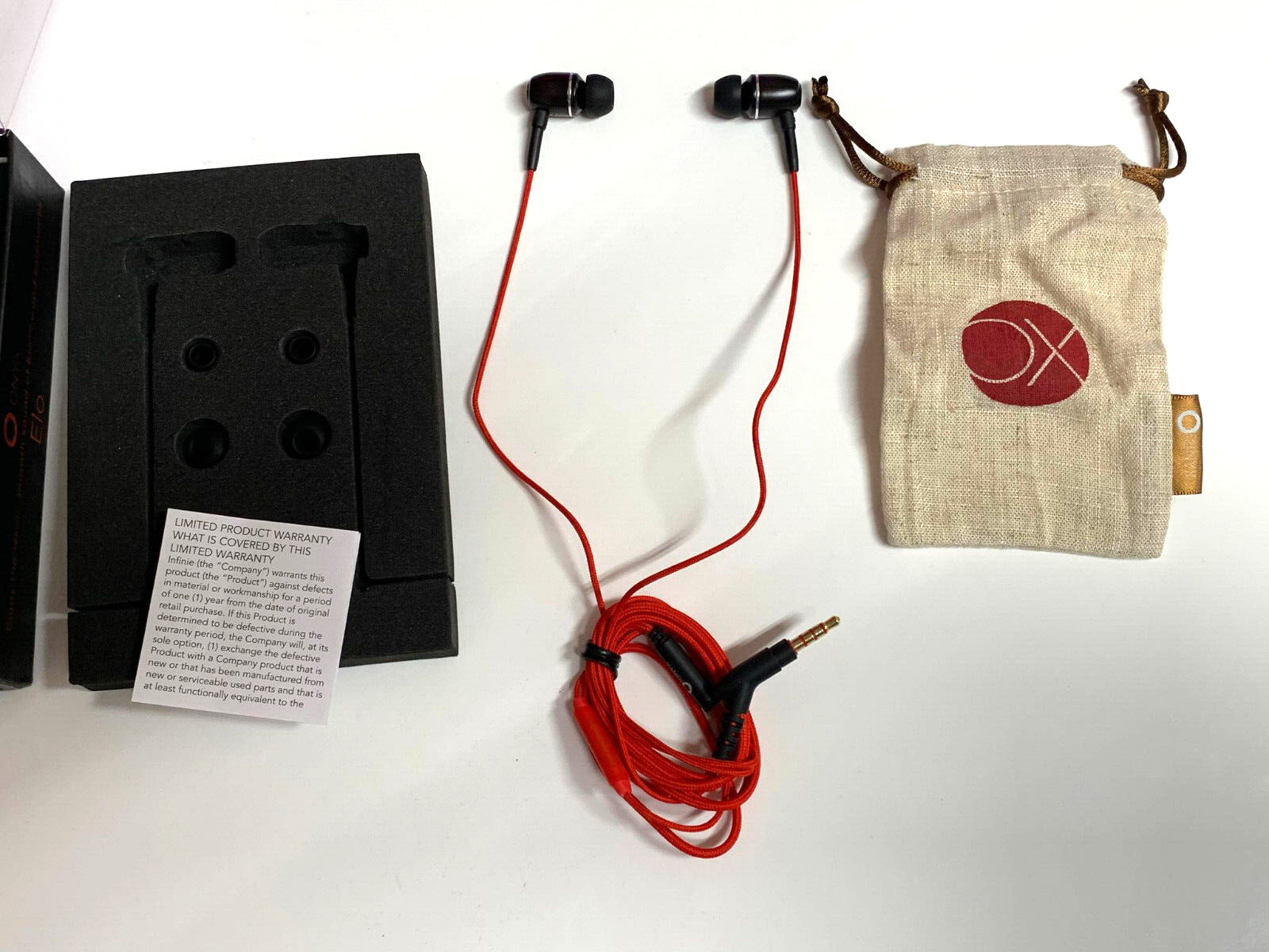 Onyx ELO Premium Genuine Wood In-ear Noise-isolating Headphones Red NEW
