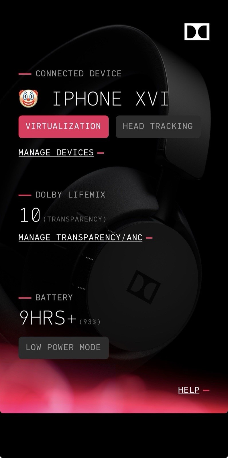 Dolby Dimension Wireless Headphones Headset Microphone Noise Canceling Over Ear