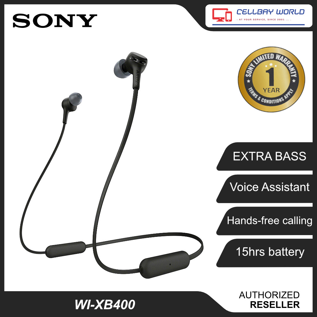 Official Sony Wireless Stereo Extra Bass Earphone WI-XB400 [ Black ] – BRAND NEW