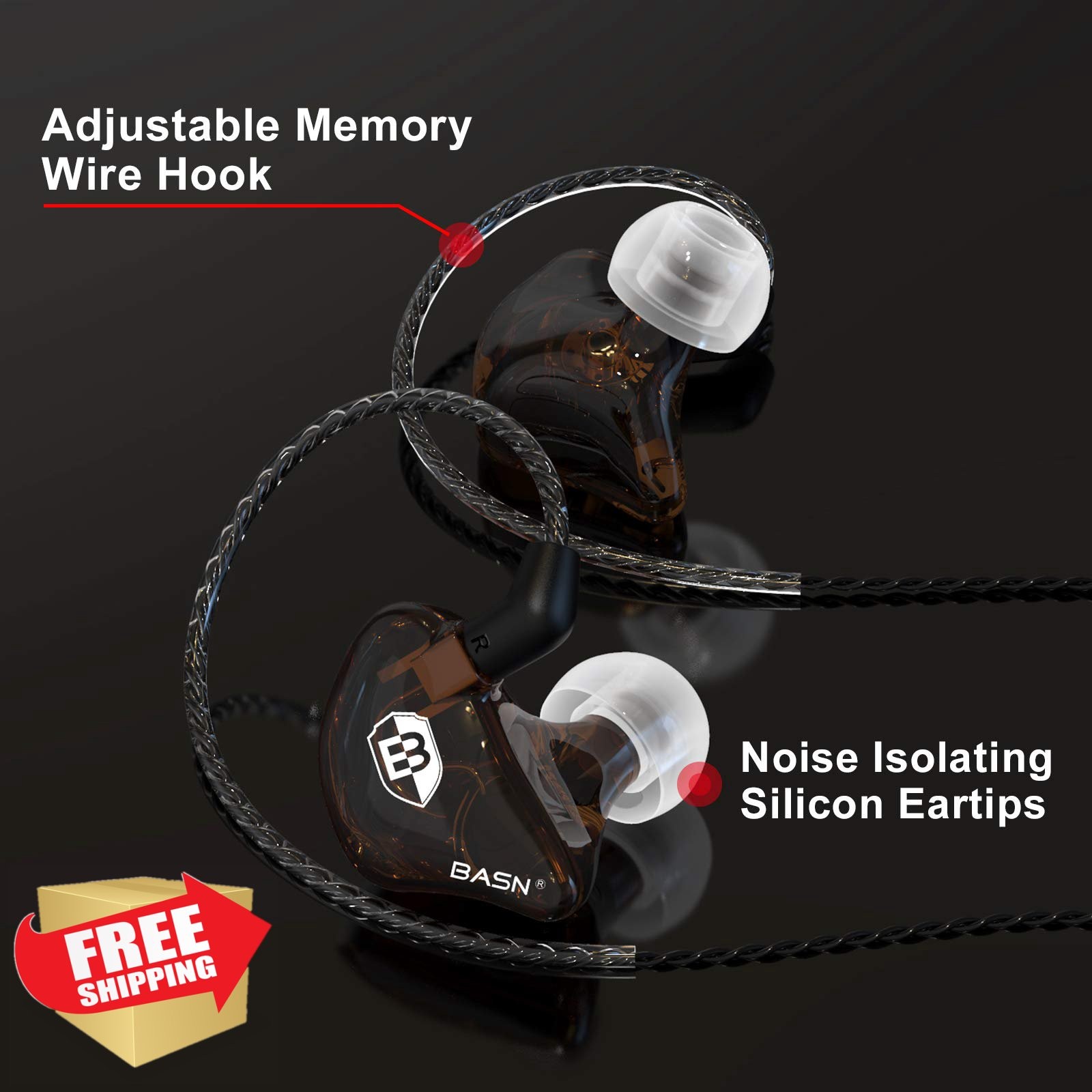 BASN Bsinger PRO In-Ear Monitors Dual Drivers MMCX Cables Brown