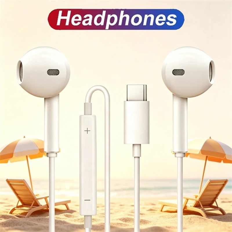 Wired In-Ear Headphones 3.5mm Type-C HiFi Stereo Noise Cancelling Earphones
