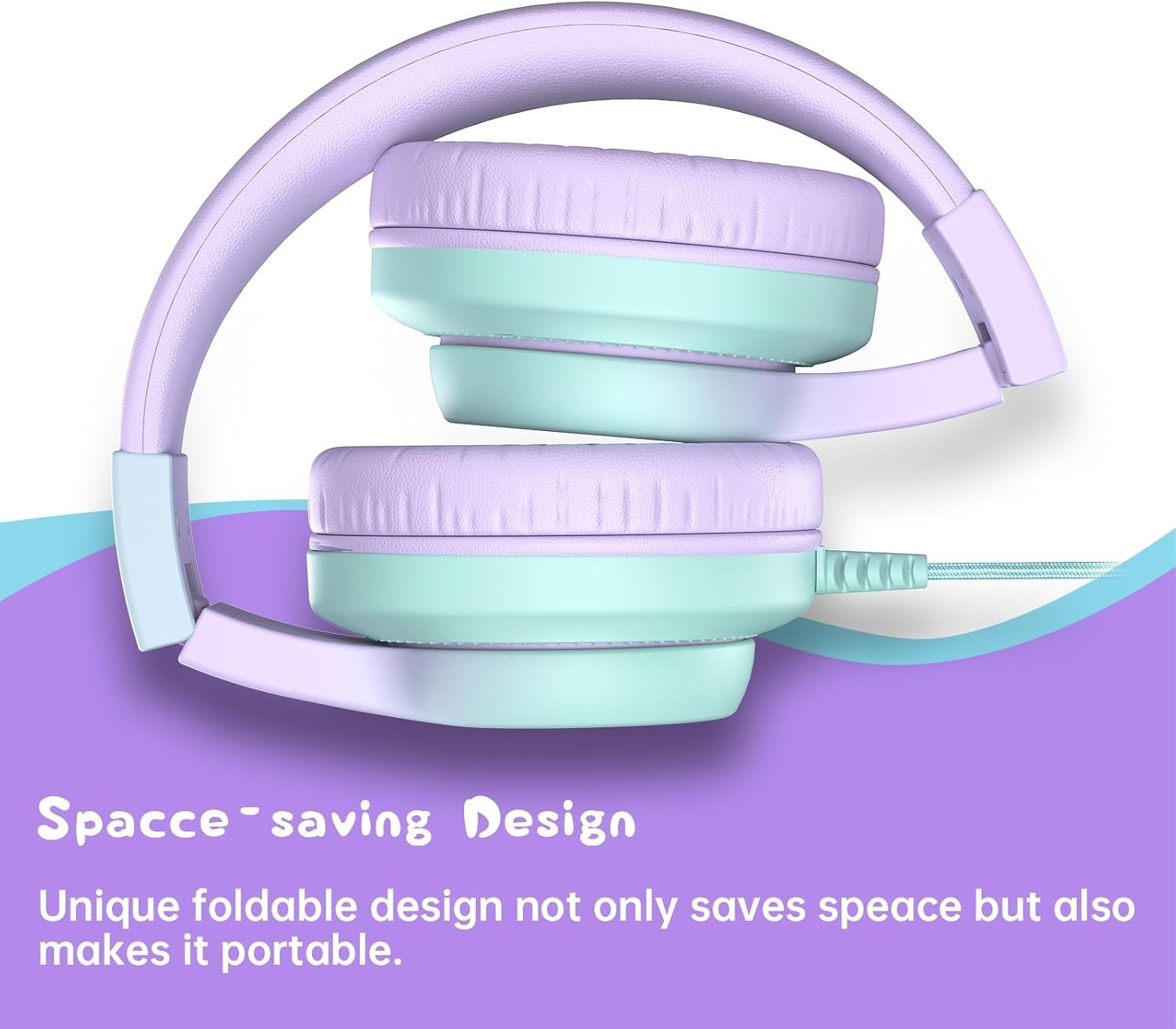 Durable Over-Ear Headphones for Kids with Microphone – Gradient Purple Design