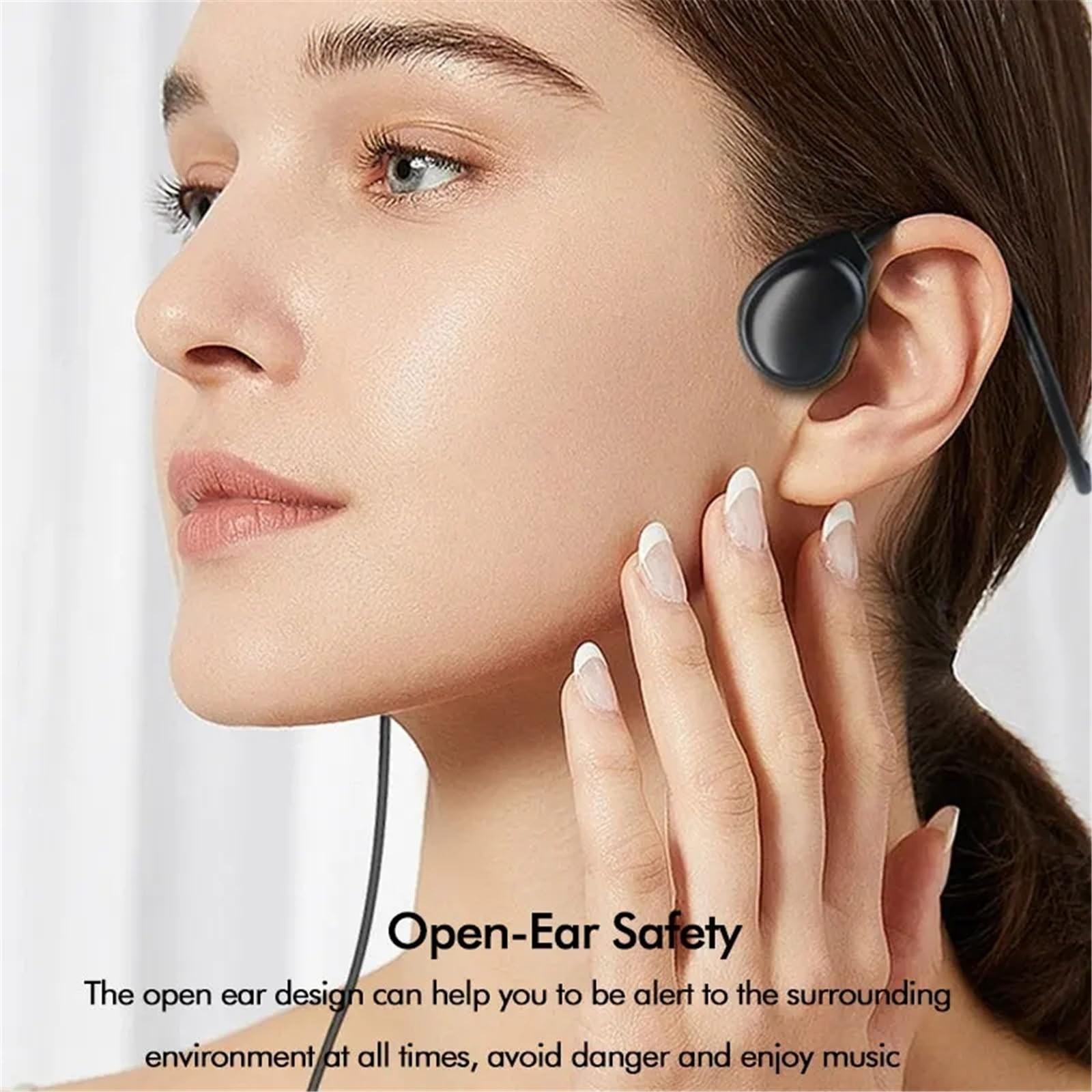 GZCRDZ Air Conduction Open Ear Headphones,3.5MM One size fits all, Black