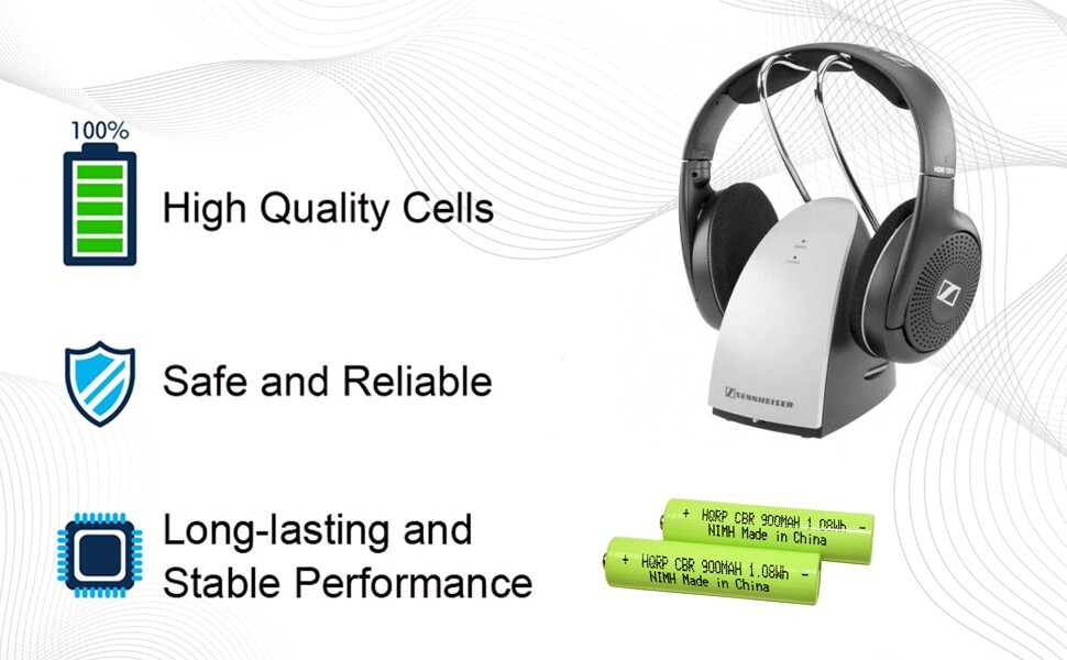 4-Pack 900mAh Rechargeable Battery for Sennheiser HDR, PXC, RS Series Headphones