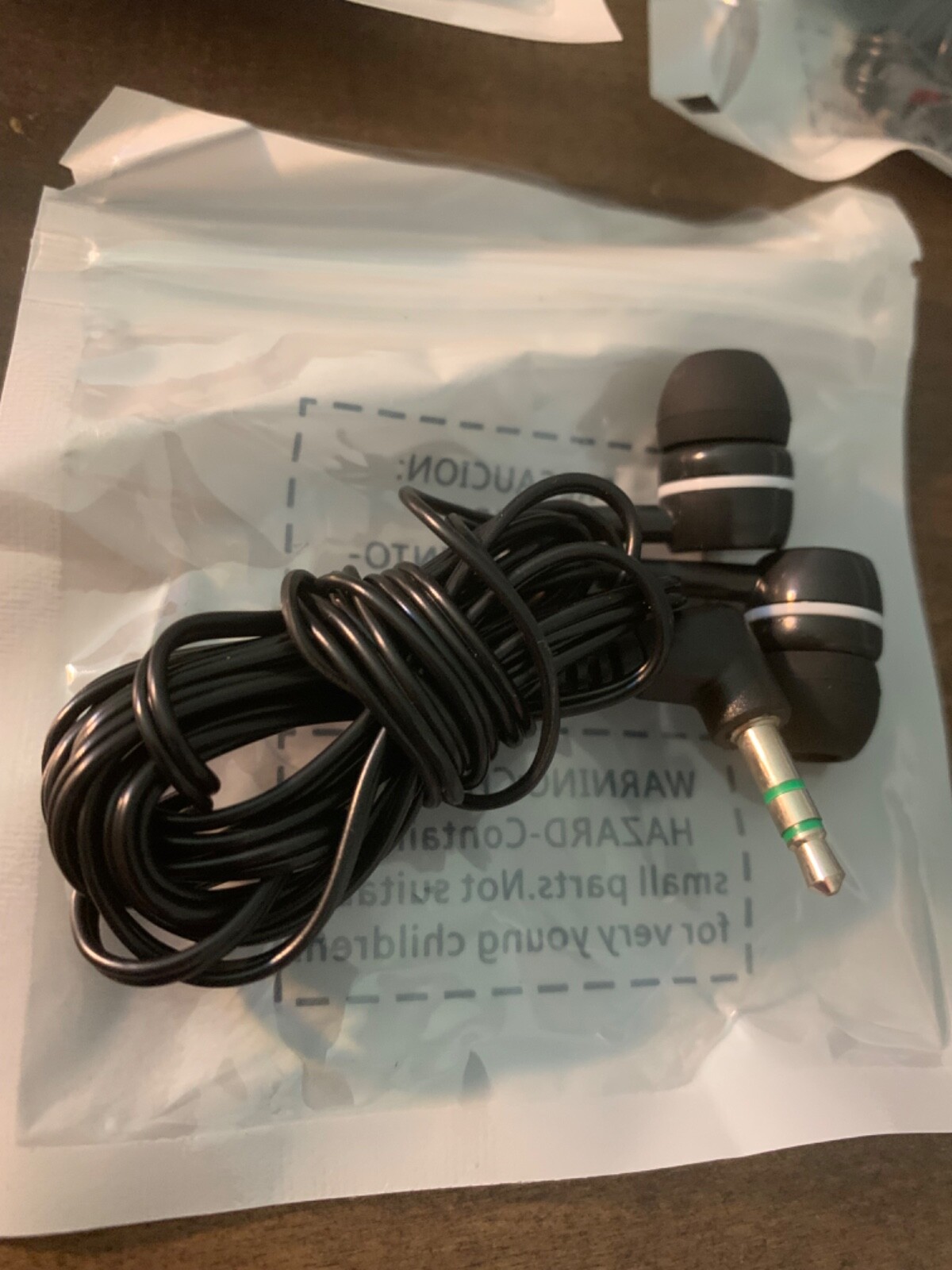 3X NEW Stereo Earbuds 3.5mm, silicone tips, 5 FT inch length, Black – Angle plug