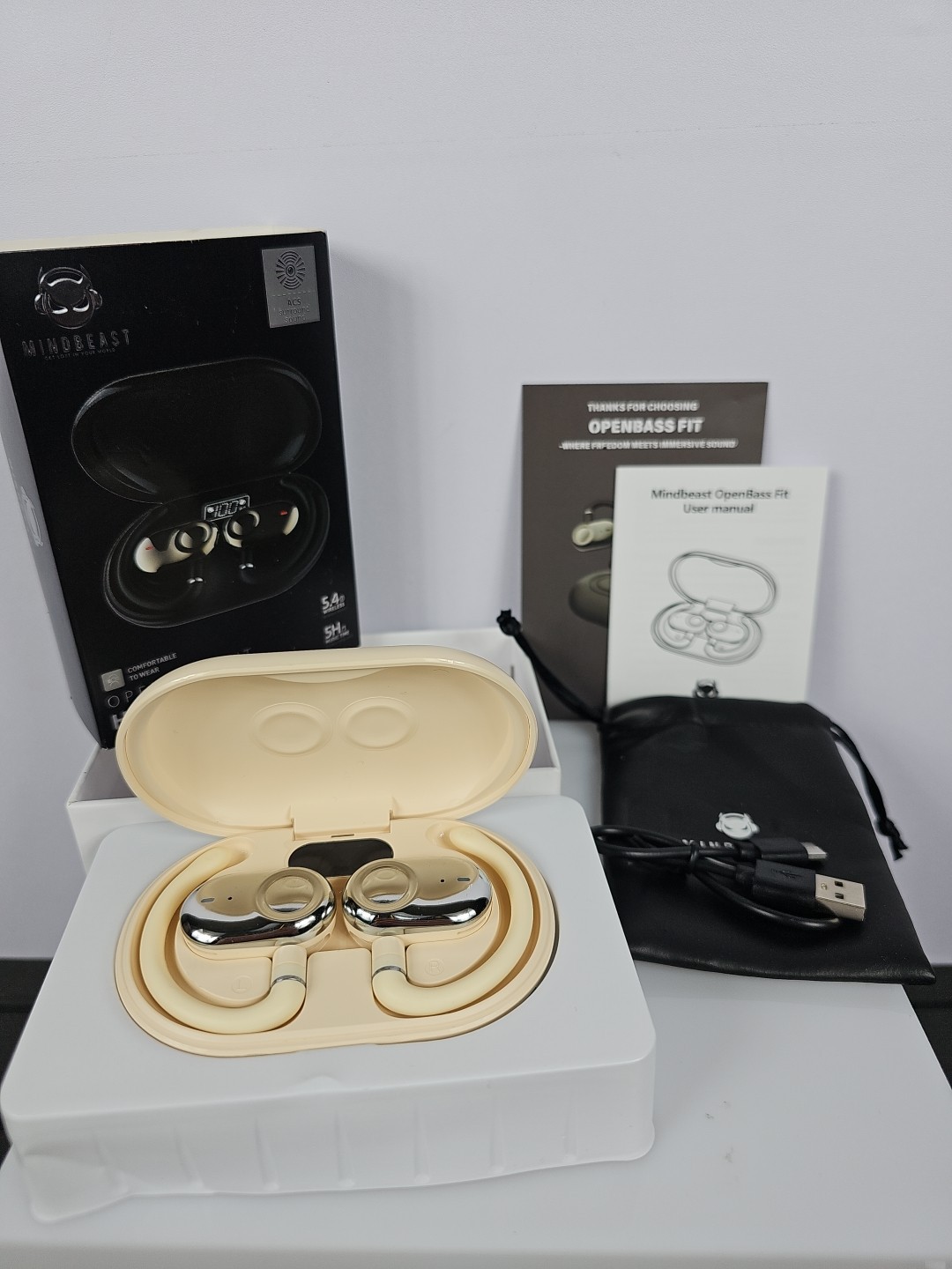 Open Ear Headphones, Open Ear Earbuds with 16mm Speakers, Bluetooth 5.4 Wirel…
