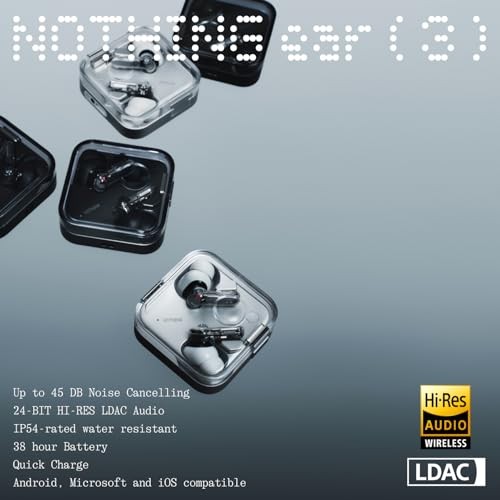 Nothing Ear (3) Noise-Canceling Earphone Bluetooth Super Mic 45dB ANC Black B173