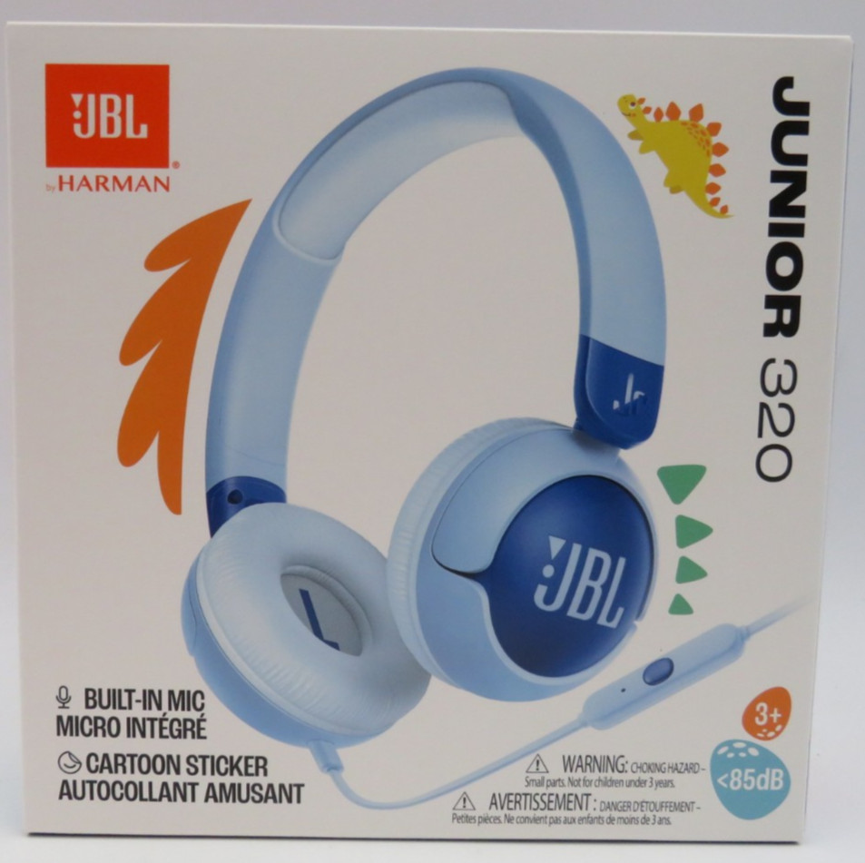 JBL Junior 320 Wired on-Ear Kids Headphones Blue Built-in mic NEW SEALED