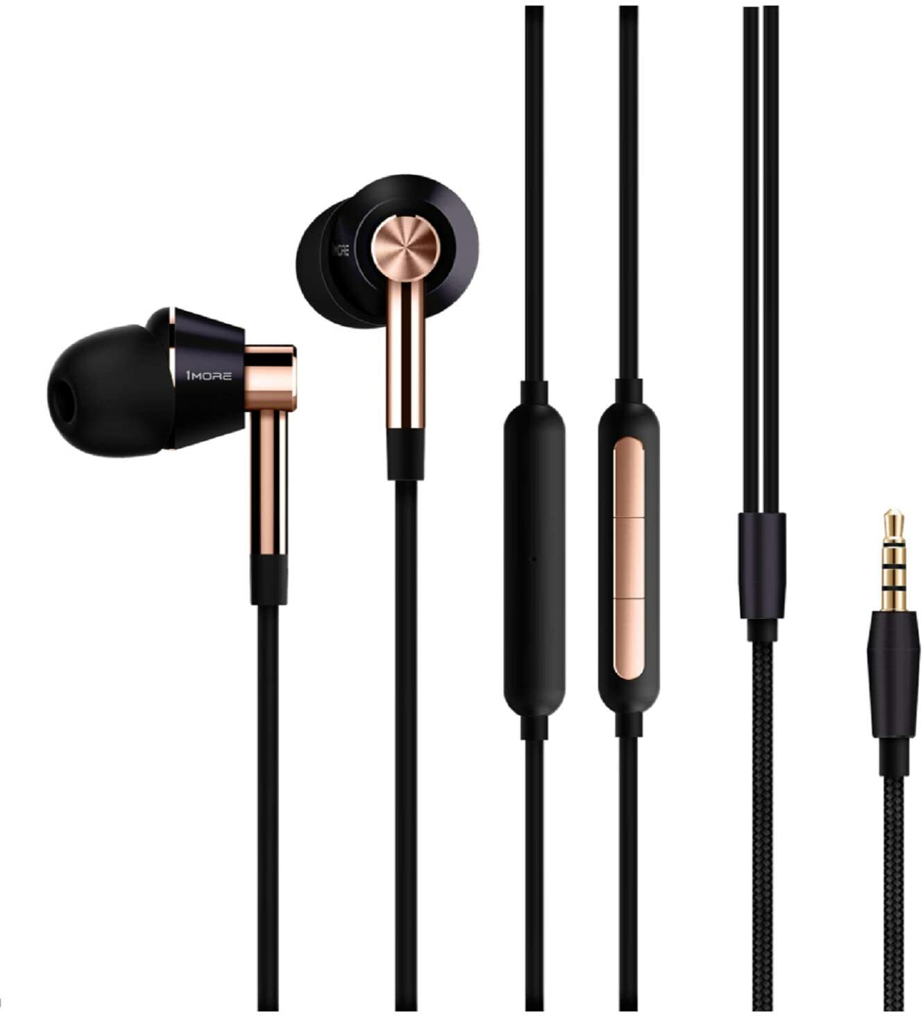 1MORE Hi-Res In-Ear Triple Driver Earphones Headphones Gold/Black (Cable Incl)
