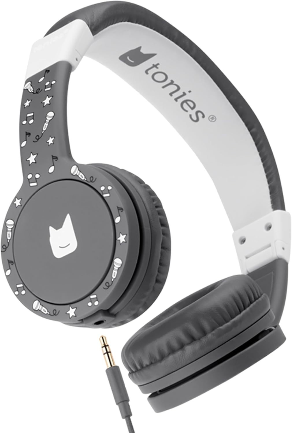 Tonies Kids Safe Headphones On-Ear Foldable Audio 85dB Gray Wired 3.5mm Toniebox