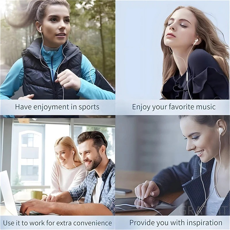 Wired In-Ear Headphones 3.5mm Type-C HiFi Stereo Noise Cancelling Earphones