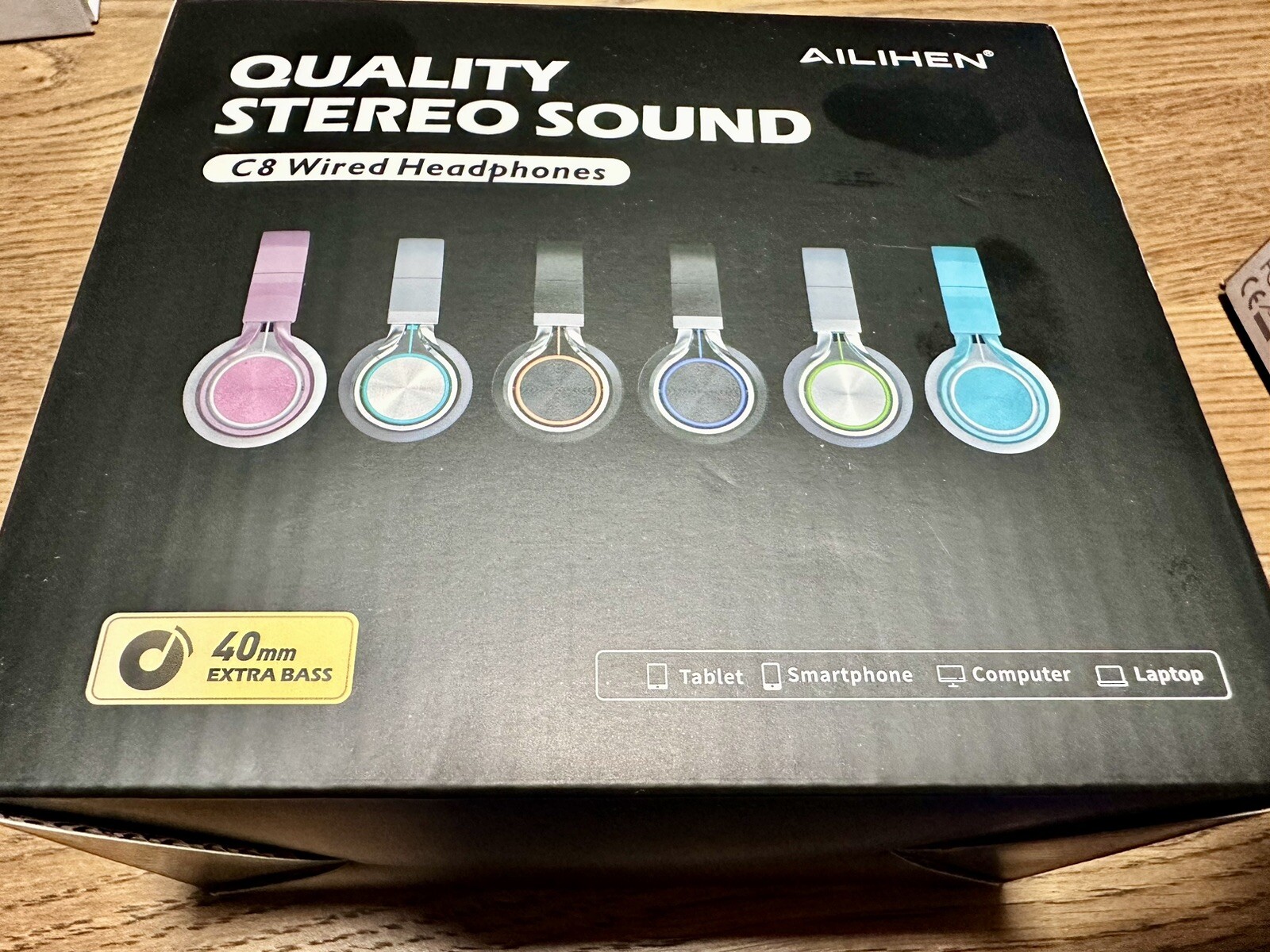 AILIHEN C8 Headphones Wired On-Ear Headsets with Microphone – New -Indigo