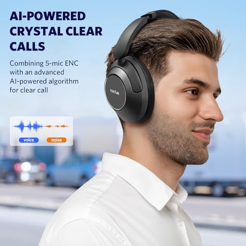 Wave Pro Active Noise Canceling Headphones, Wireless Over Ear Bluetooth Black