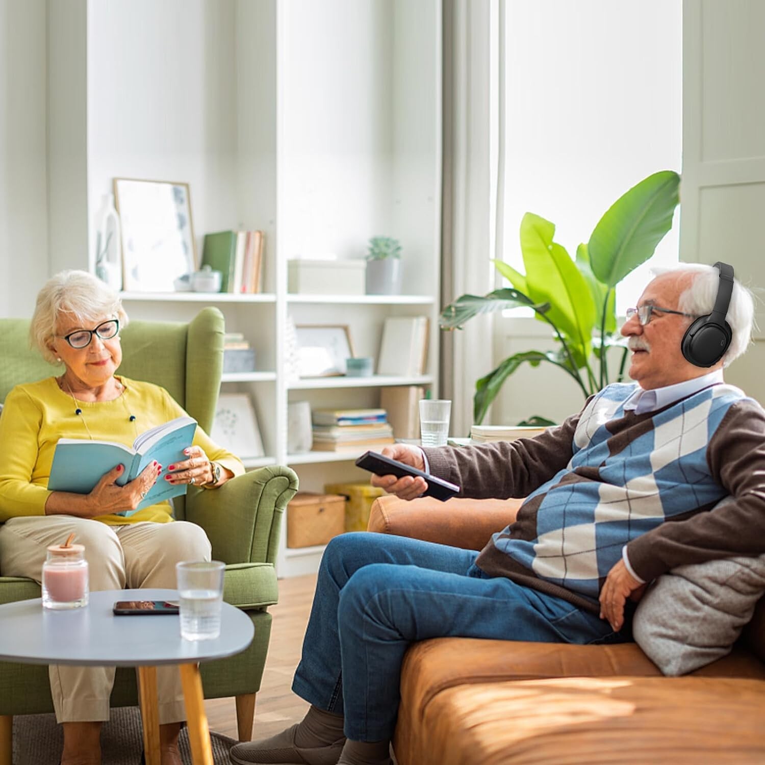 Bluetooth 5.2 Wireless Headphones for TV w/ Optical Digital RCA AUX USB Input