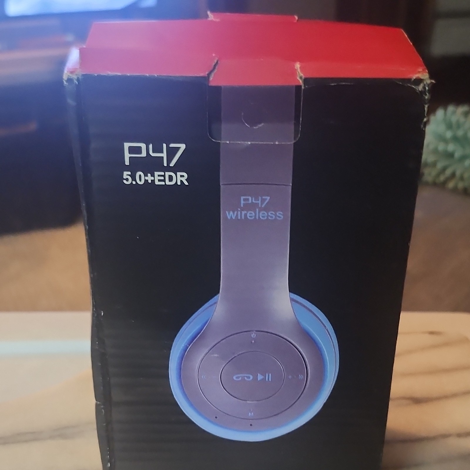 P47 Wireless Bluetooth Headband Headphones 5.0+EDR Blue FM Stereo MP3 Player