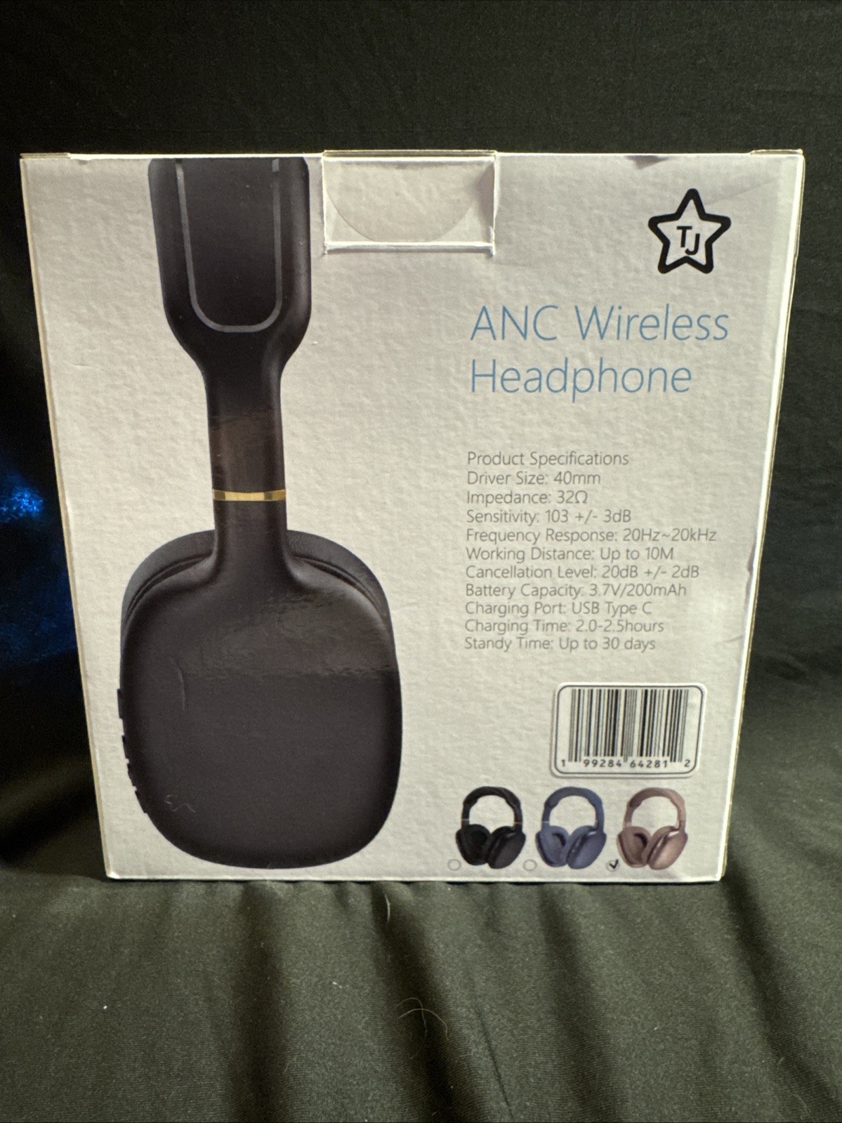 TJ Active Noise Cancellation Bluetooth Over Ear Headphones | Supersoft Leather