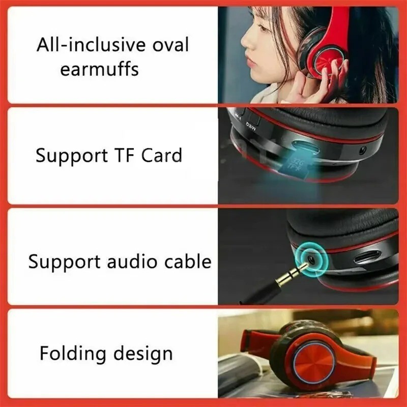 Super Bass Wireless Bluetooth 5.0 Headphones Foldable Stereo Earphones Headsets