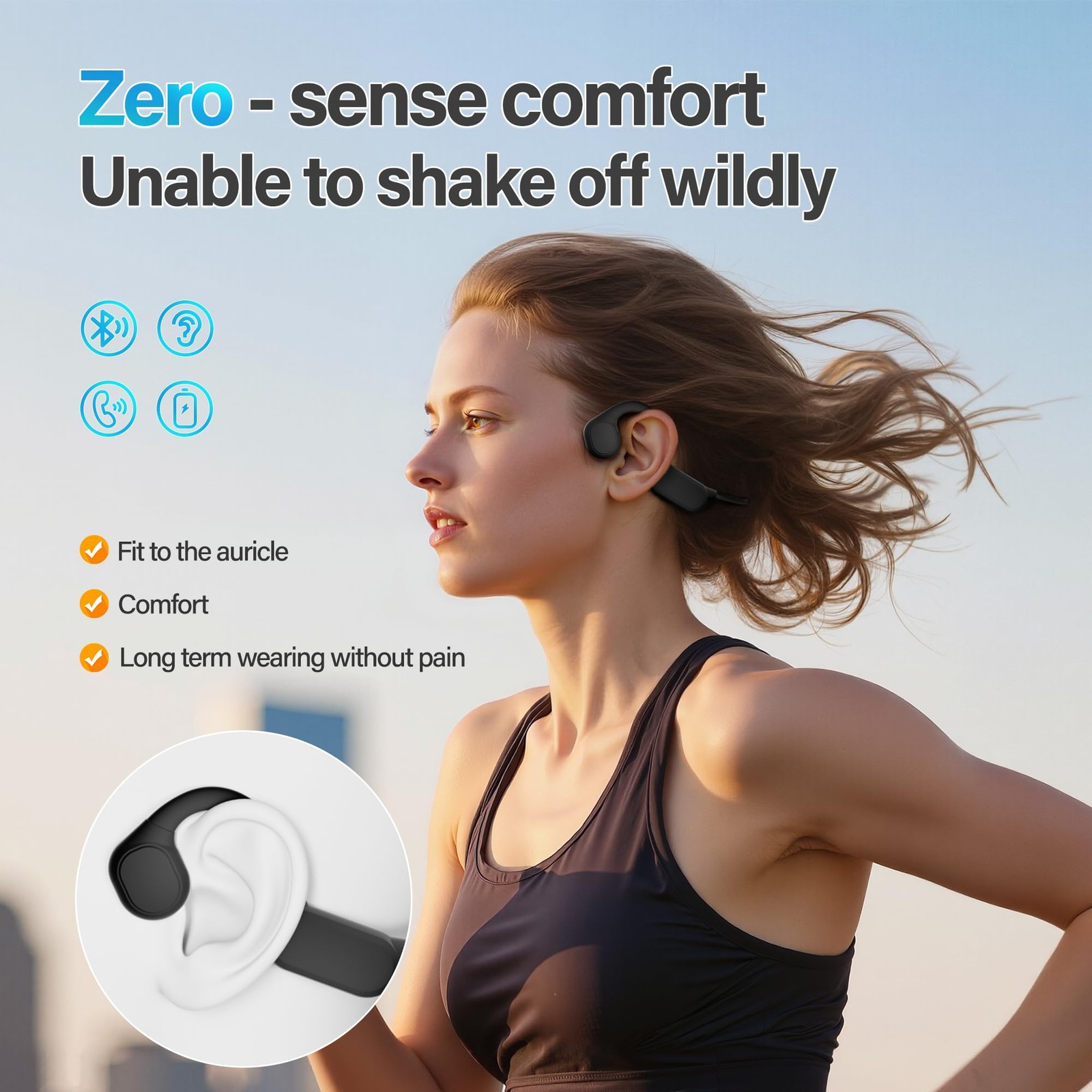 Bone Conduction Sport Headphones，IPX5 Waterproof Bluetooth 5.4 Earphones,Wire…