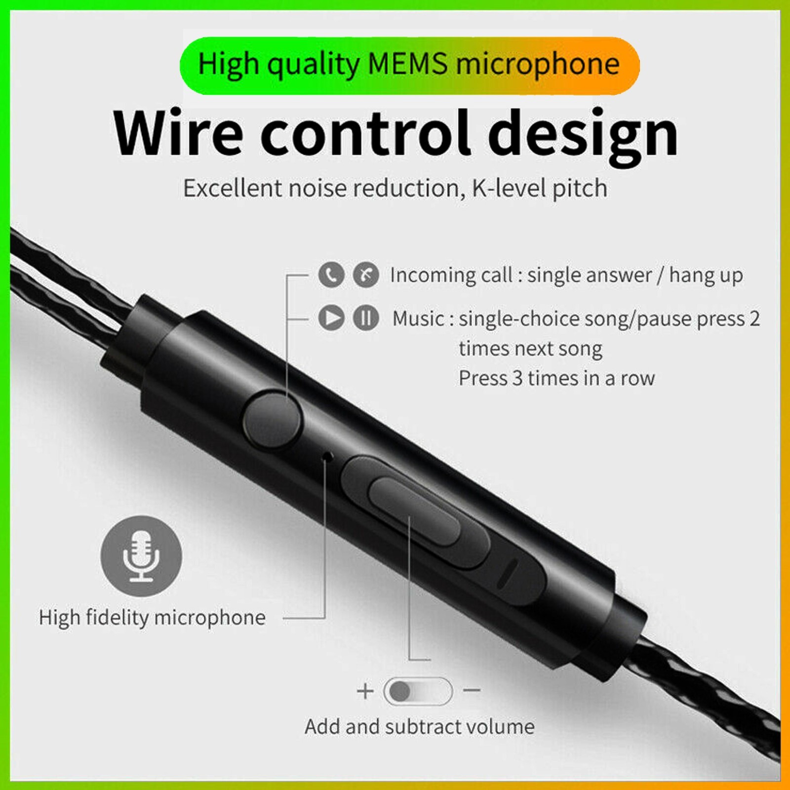 3.5mm HIFI Super Bass Headset In-Ear Earphone Stereo Earbuds Headphone Wired Mic