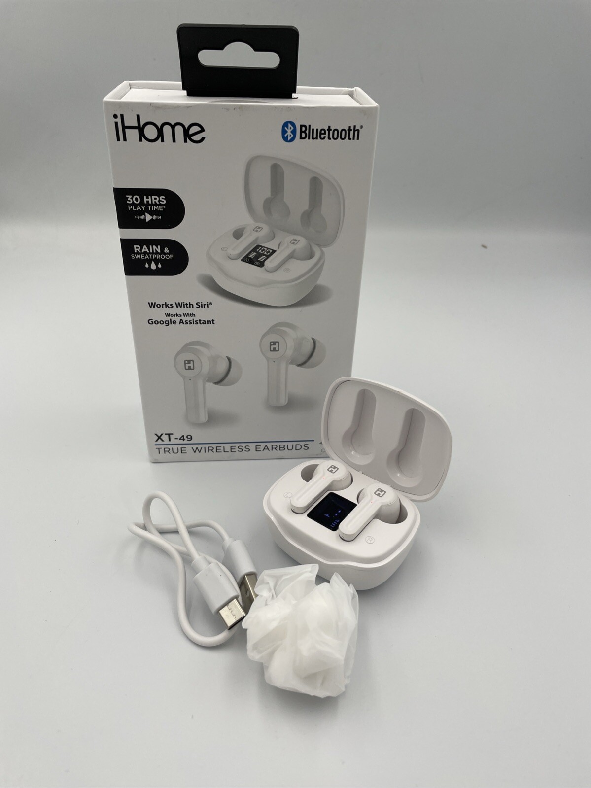 iHome BLUETOOTH EARBUDS TRUE WIRELESS WHITE XT-49 ‼️Read