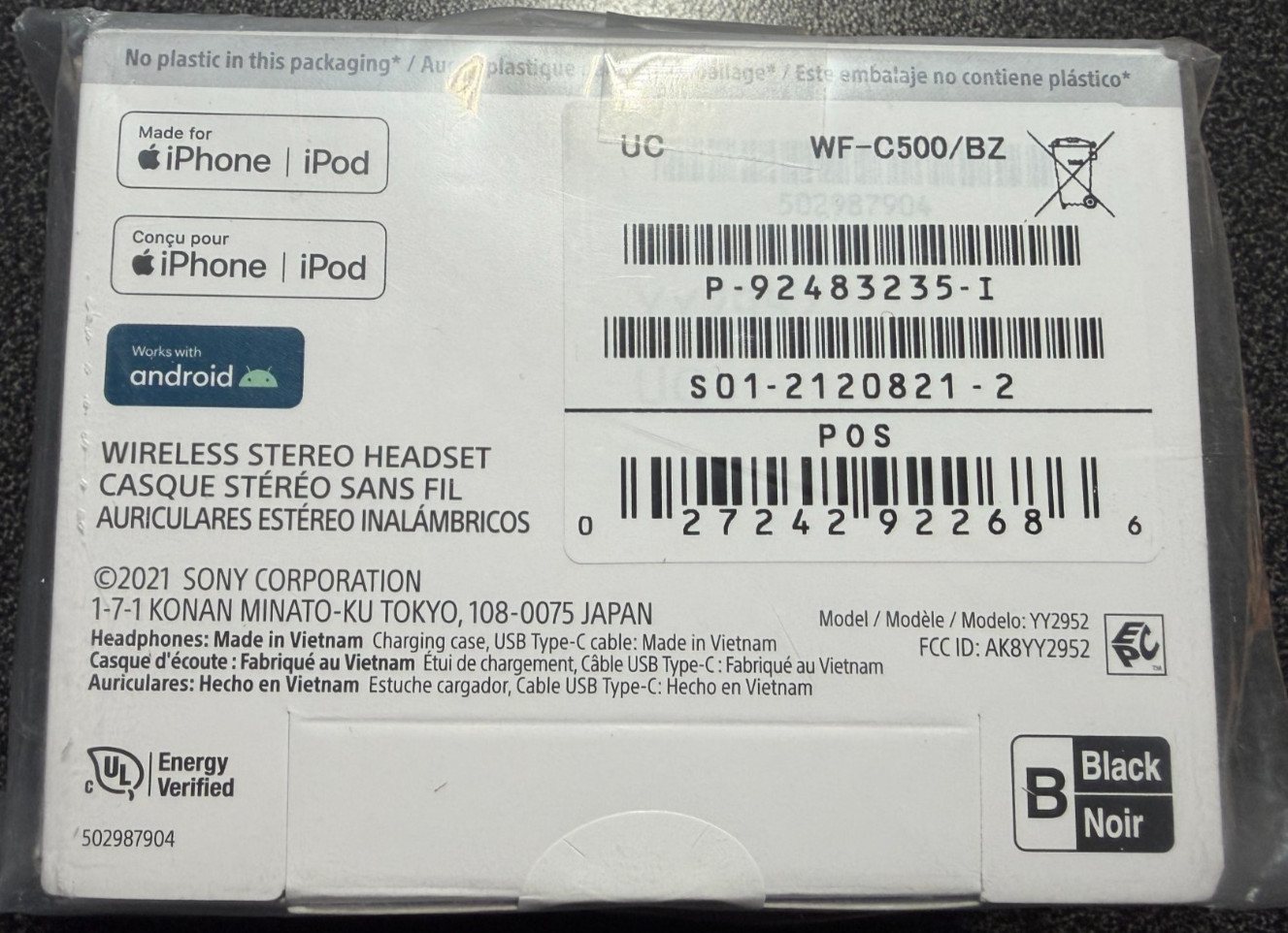 Sony WF-C500 True Wireless In-Ear Bluetooth Headphones – Black – New in Box