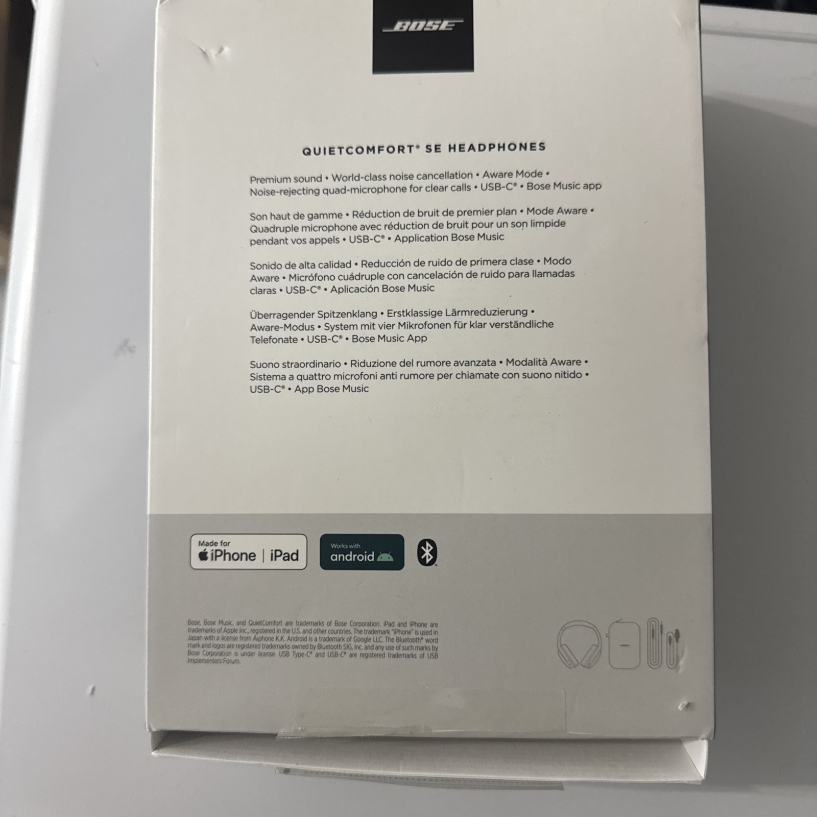 Bose QuietComfort Headphones SC Noise Cancelling Black 884367-0900
