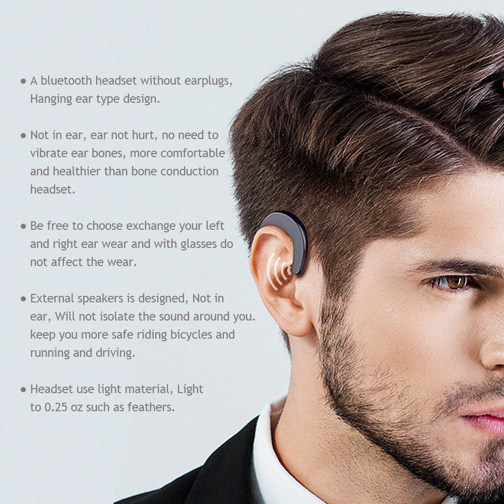 V4.2 Bluetooth Earphones Wireless Headset Non Ear Plug Painless Instead of Bone