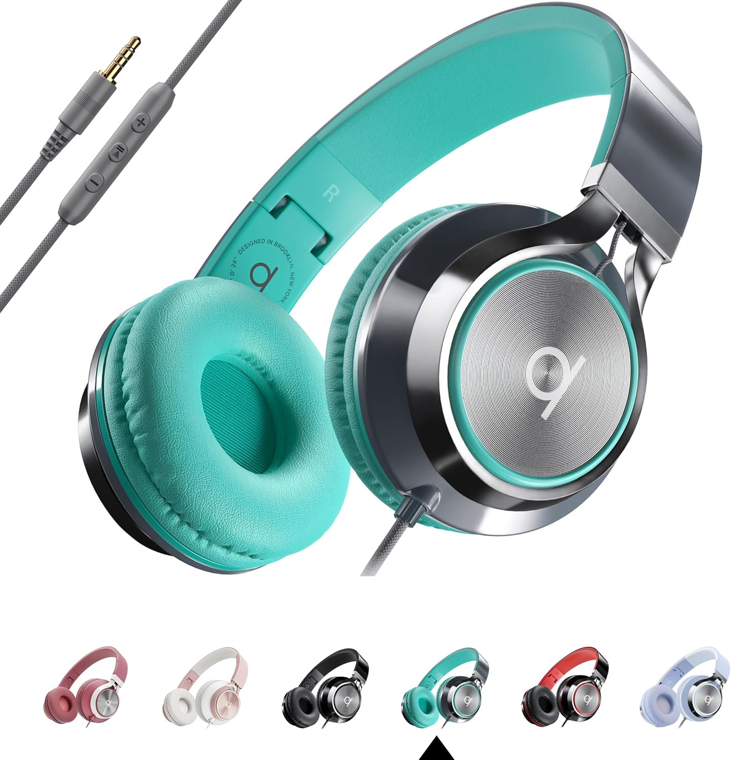 CL750 Wired Headphones with Mic & Volume Control — Noise Isolating On-Ear Headph