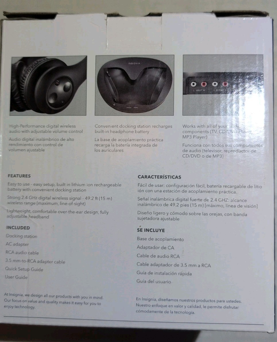 Insignia Digital Wireless Headphones 2.4GHz with Charging Dock NS-WHP314