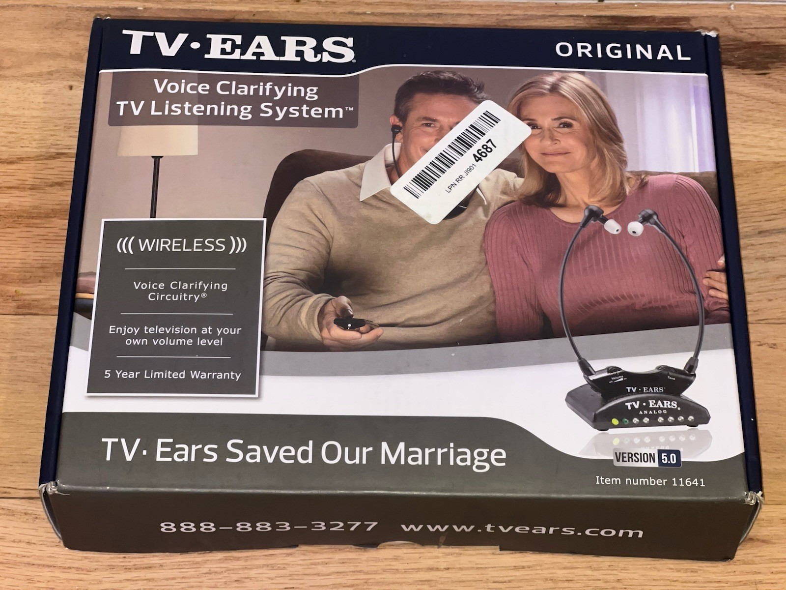 TV Ears Original Wireless Headsets System 11641 Hearing Aid Device Black