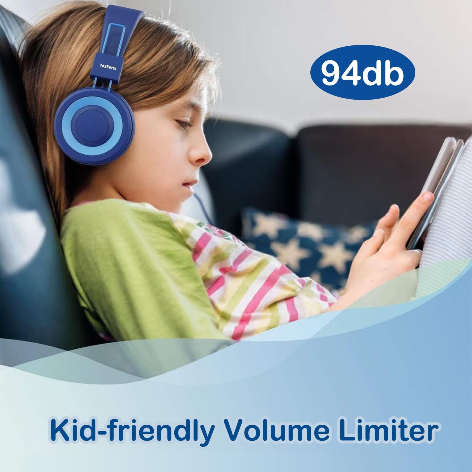 yoygerty USB C Kids Headphones Navy Blue