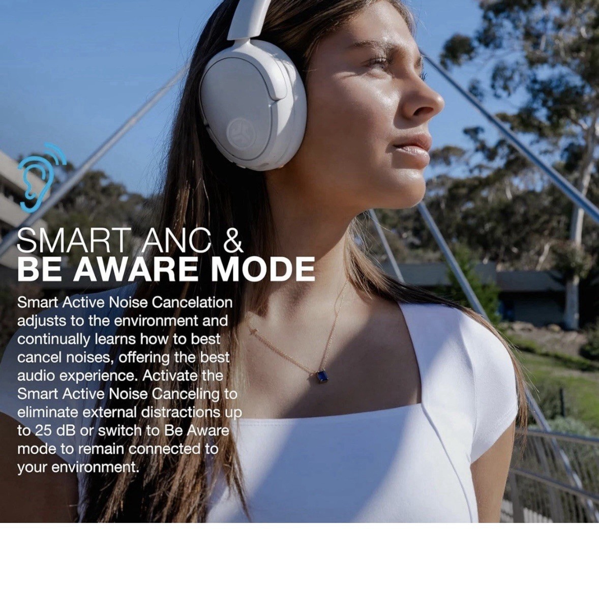 JLab JBuds Lux Active Noise Cancelling Bluetooth Headphones Cloud White