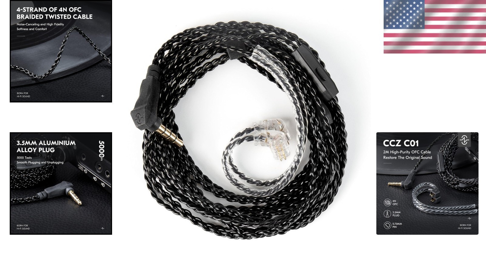 2M KZ ZS10 PRO IEM Cable – Lightweight, Tangle-Free, with Enhanced Audio Clarity