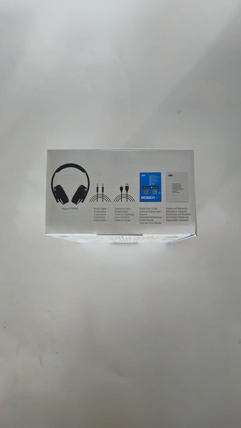 August EP650 Bluetooth Wireless Over-Ear Headphones with aptX Low Red