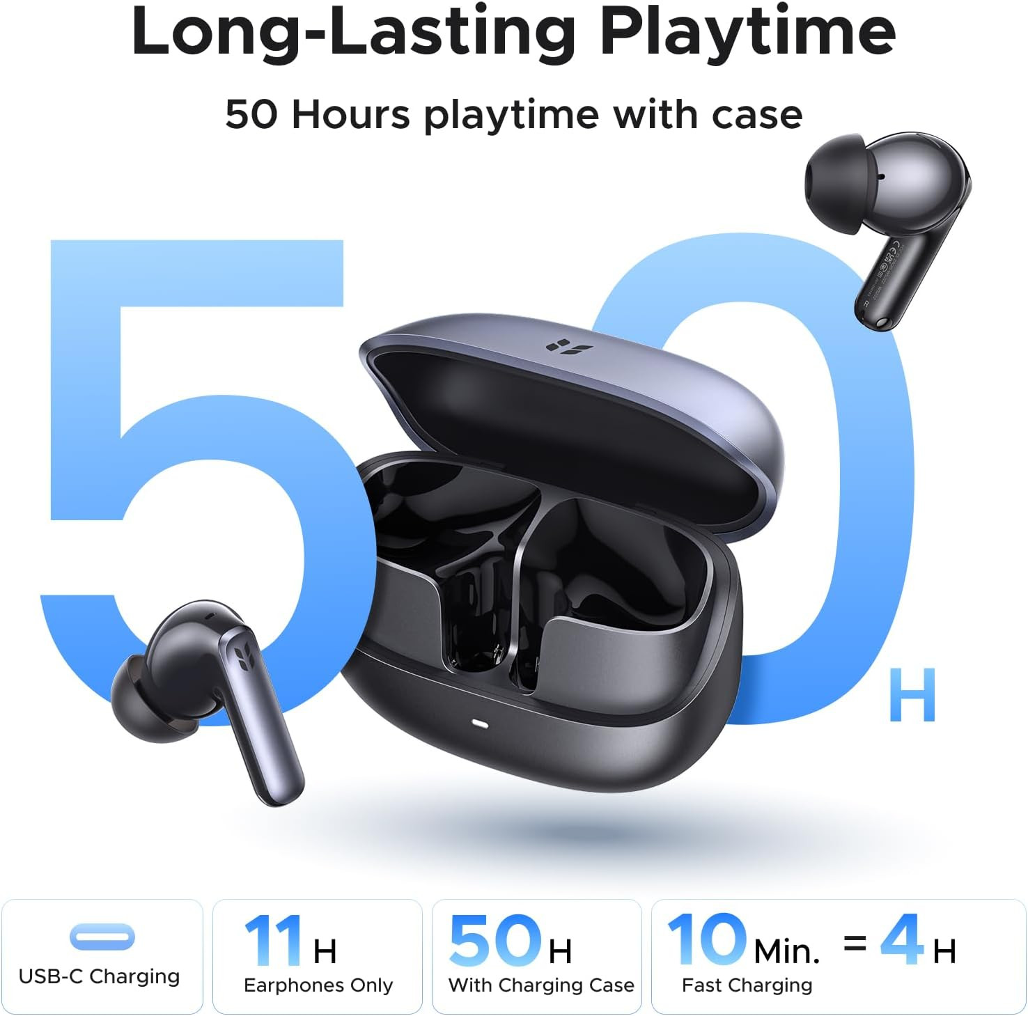 UGREEN Echobuds plus Wireless Earbuds, Adaptive ANC, Bluetooth 6.0, 50H | Hi-Res