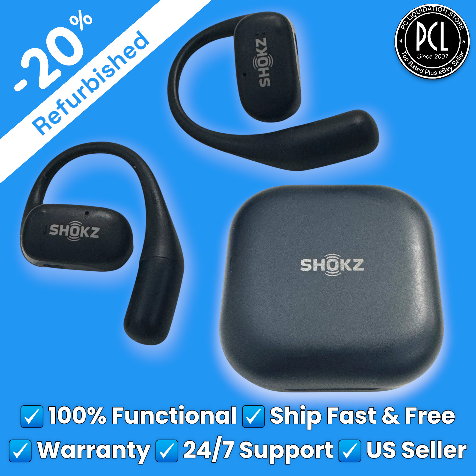 ✅ SHOKZ – OpenFit Open-Ear Wireless Earbuds T910・Black・Fully Functional ✅