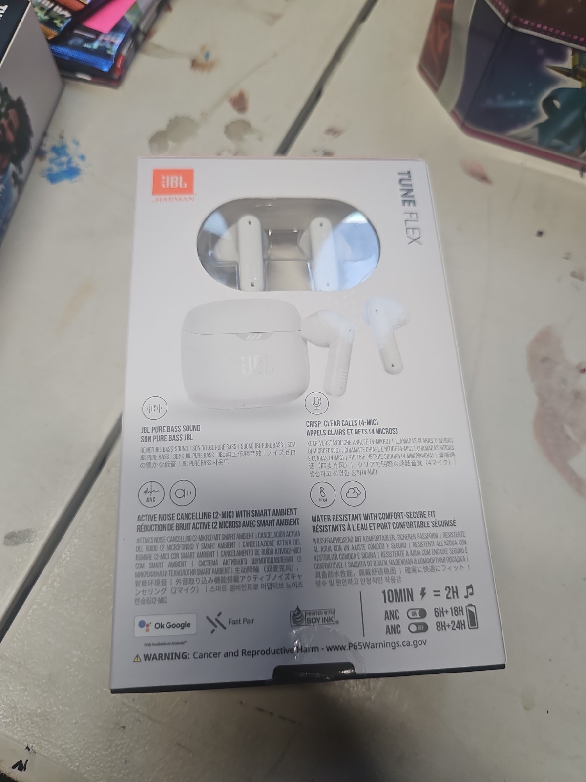 JBL Tune Flex True Wireless Active Noise Cancelling in-Ear Earbuds – Ghost White