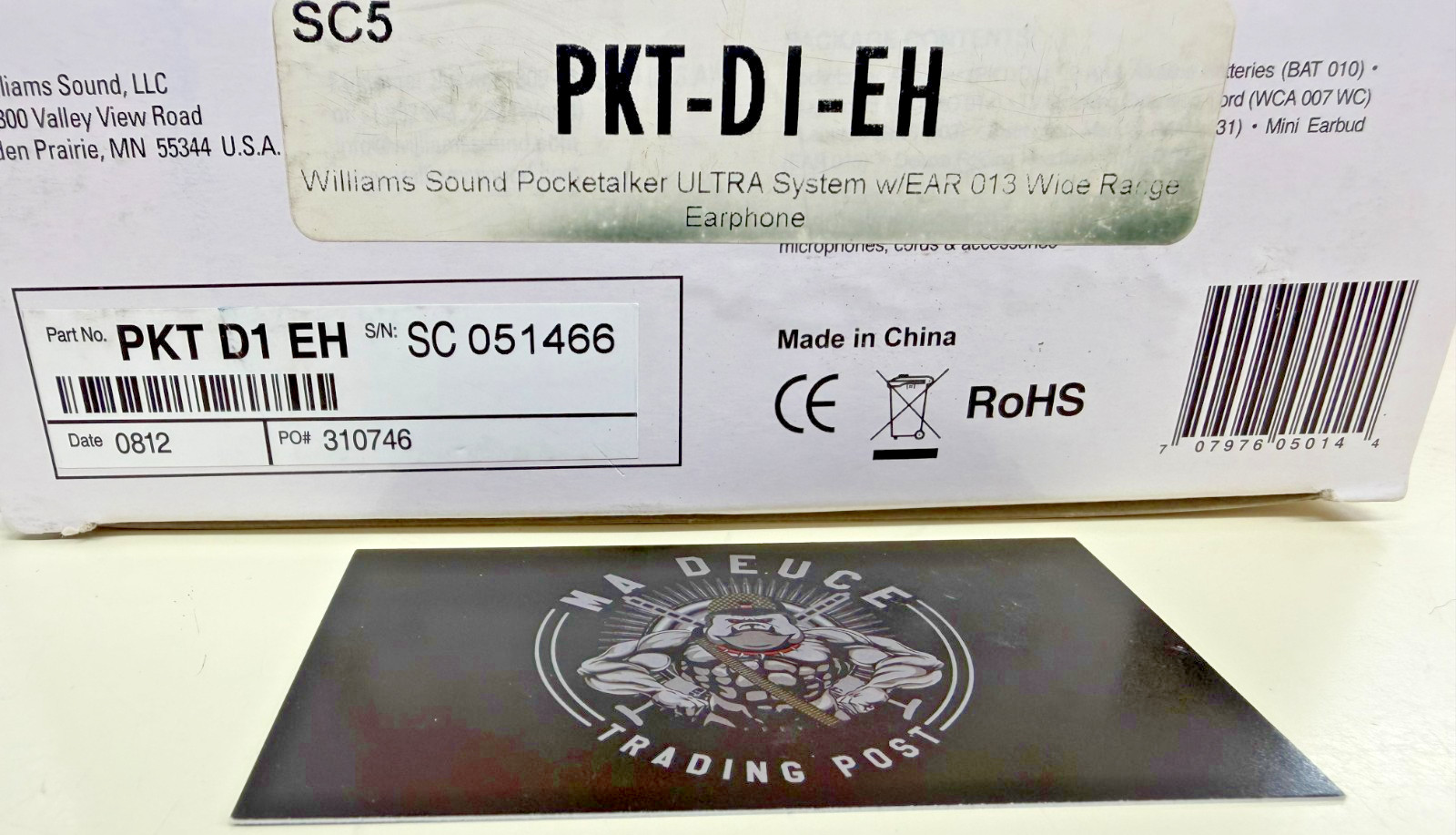 Williams Sound Pocketalker Ultra Personal Sound Amplifier PKT D1 EH