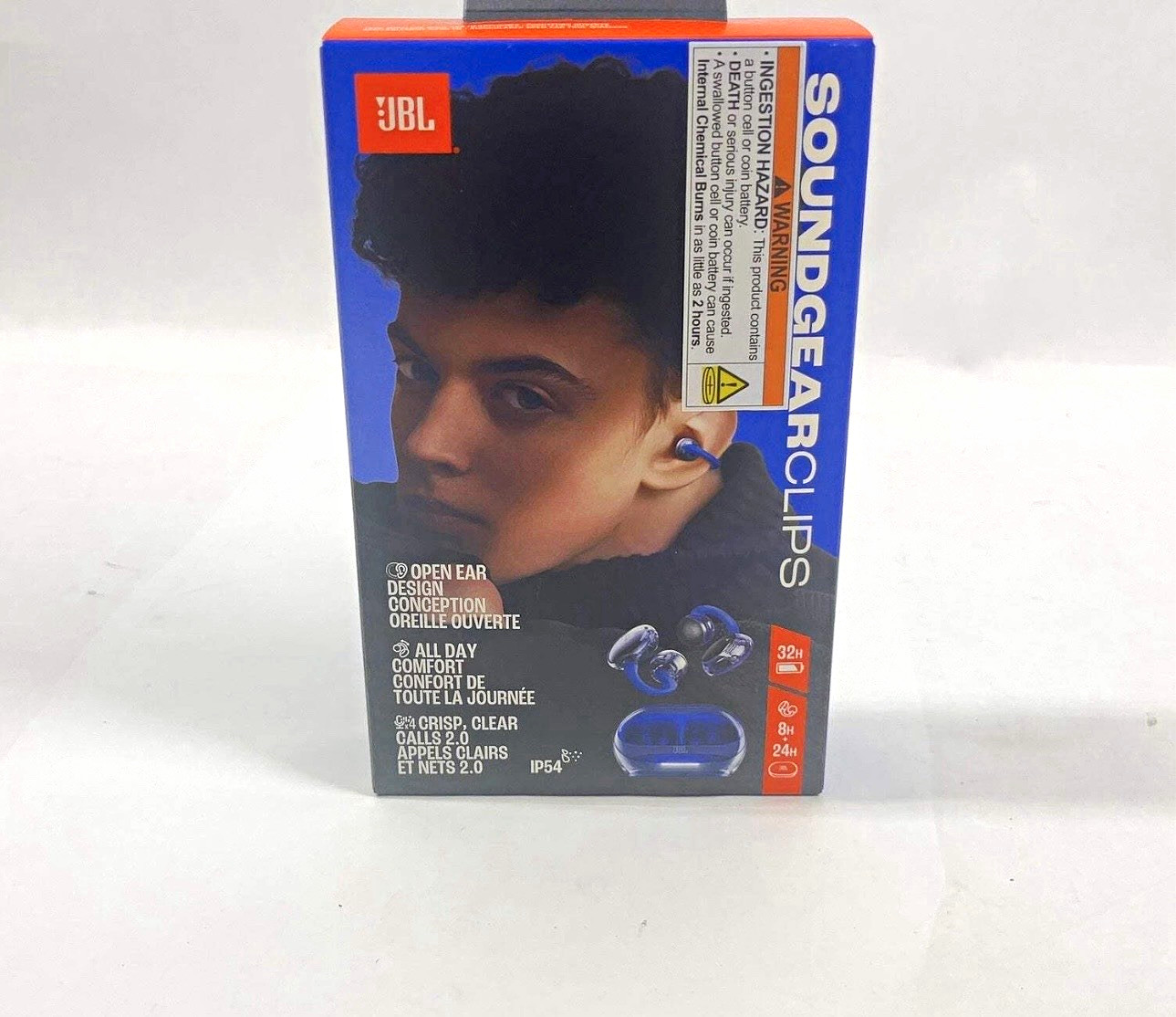 JBL Soundgear Clips Open-Ear Bluetooth Earbuds, Water Resistant, Blue