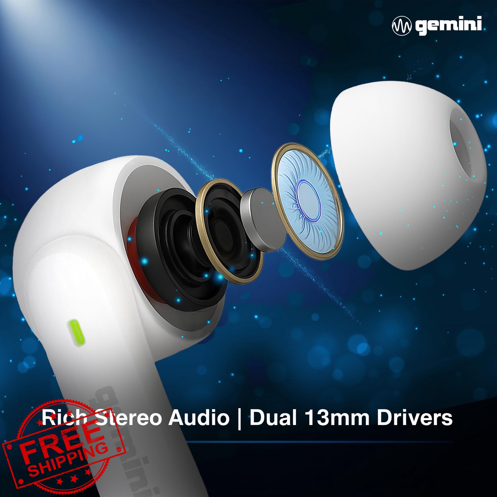 Gemini True Wireless Earbuds Bluetooth 5.4 13mm Drivers Touch Control