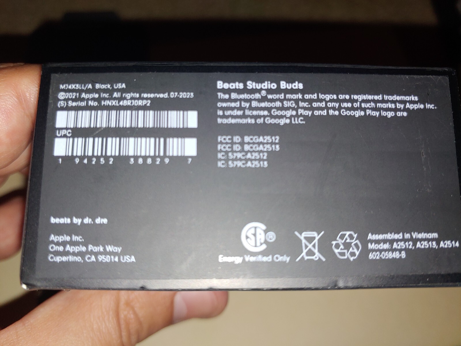 Genuine OEM Beats Studio Buds Wireless Noise Canceling Bluetooth Earphones, BLK