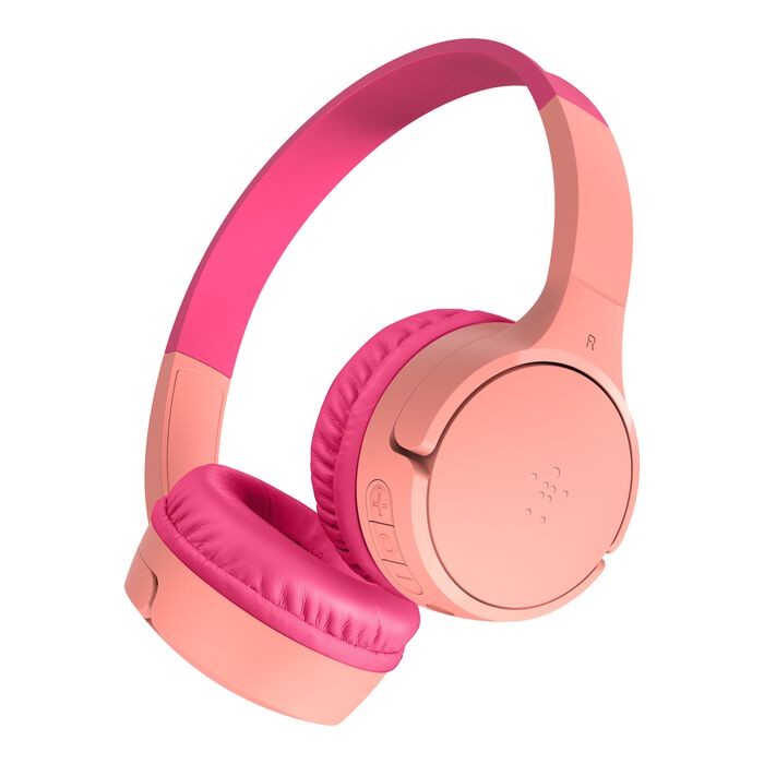 Belkin Wireless Kids Headphones, Volume Limited, 30H Fast Charge, School – Pink