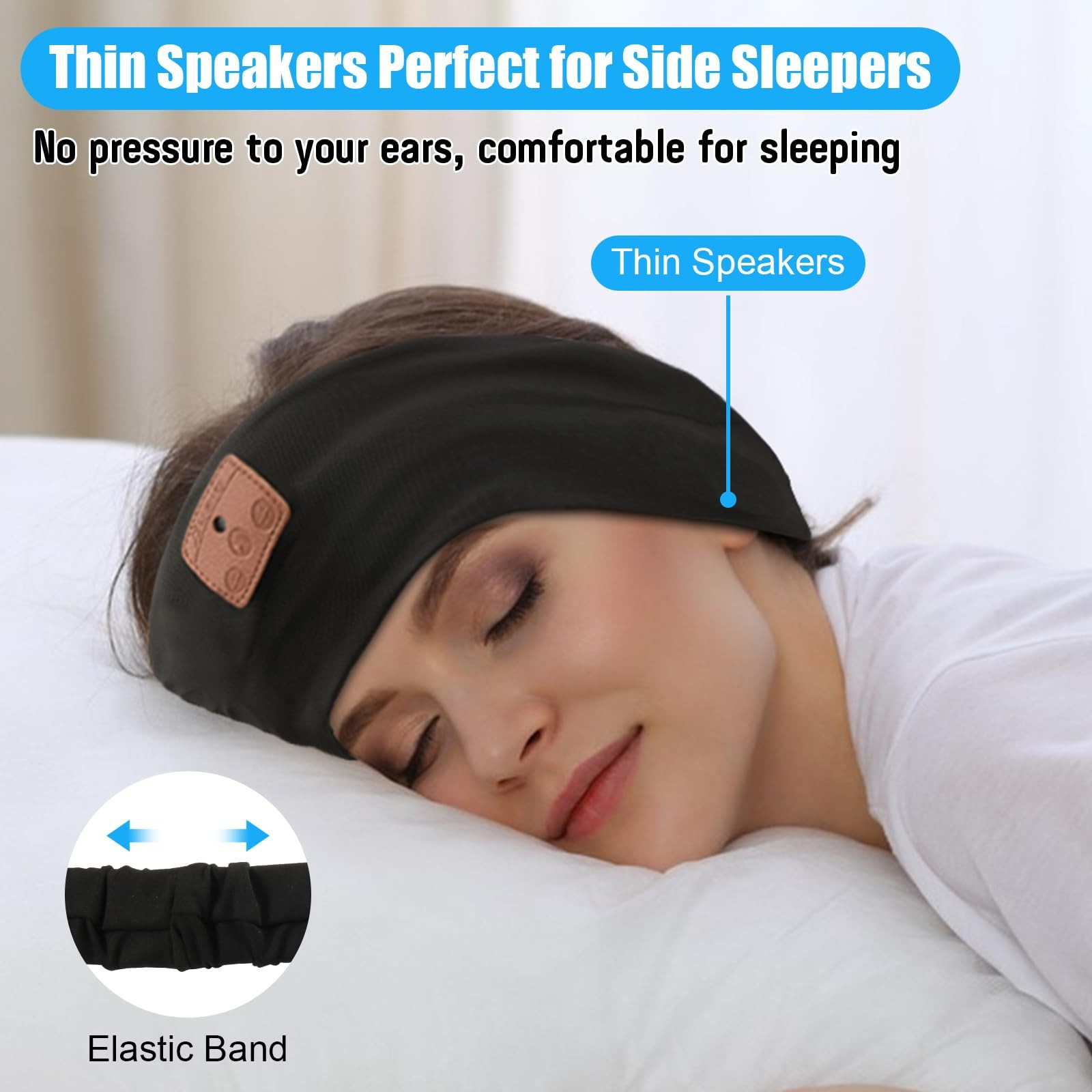 2-Pack Sleeping Headphones Wireless Bluetooth 1 Count (Pack of 2), Black+Grey